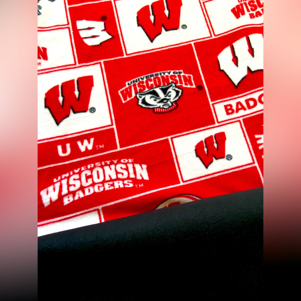 University of Wisconsin tie fleece blanket